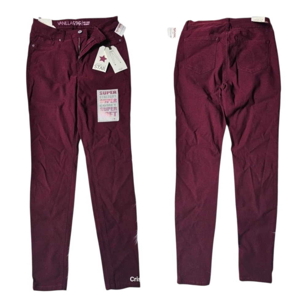Burgundy Vanilla Star Junior's skinny jeans New Size 11